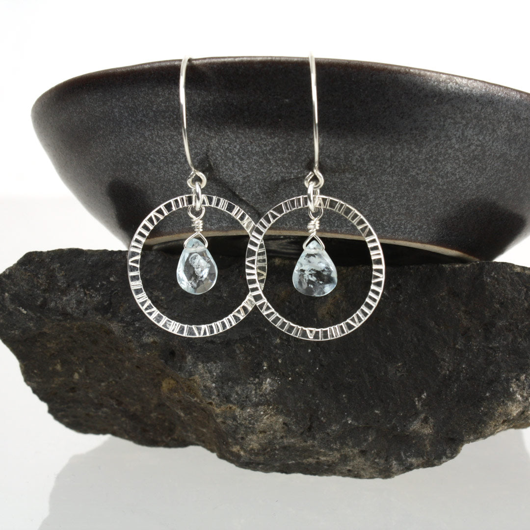 Navigator Earrings with Aquamarine