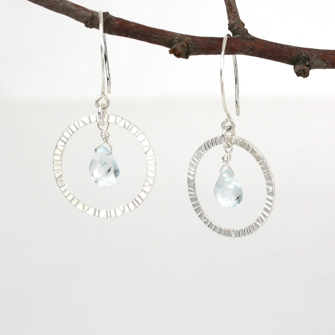 Navigator Earrings with Aquamarine