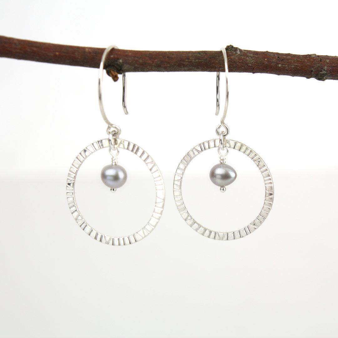 Navigator Earrings with Silver Pearl