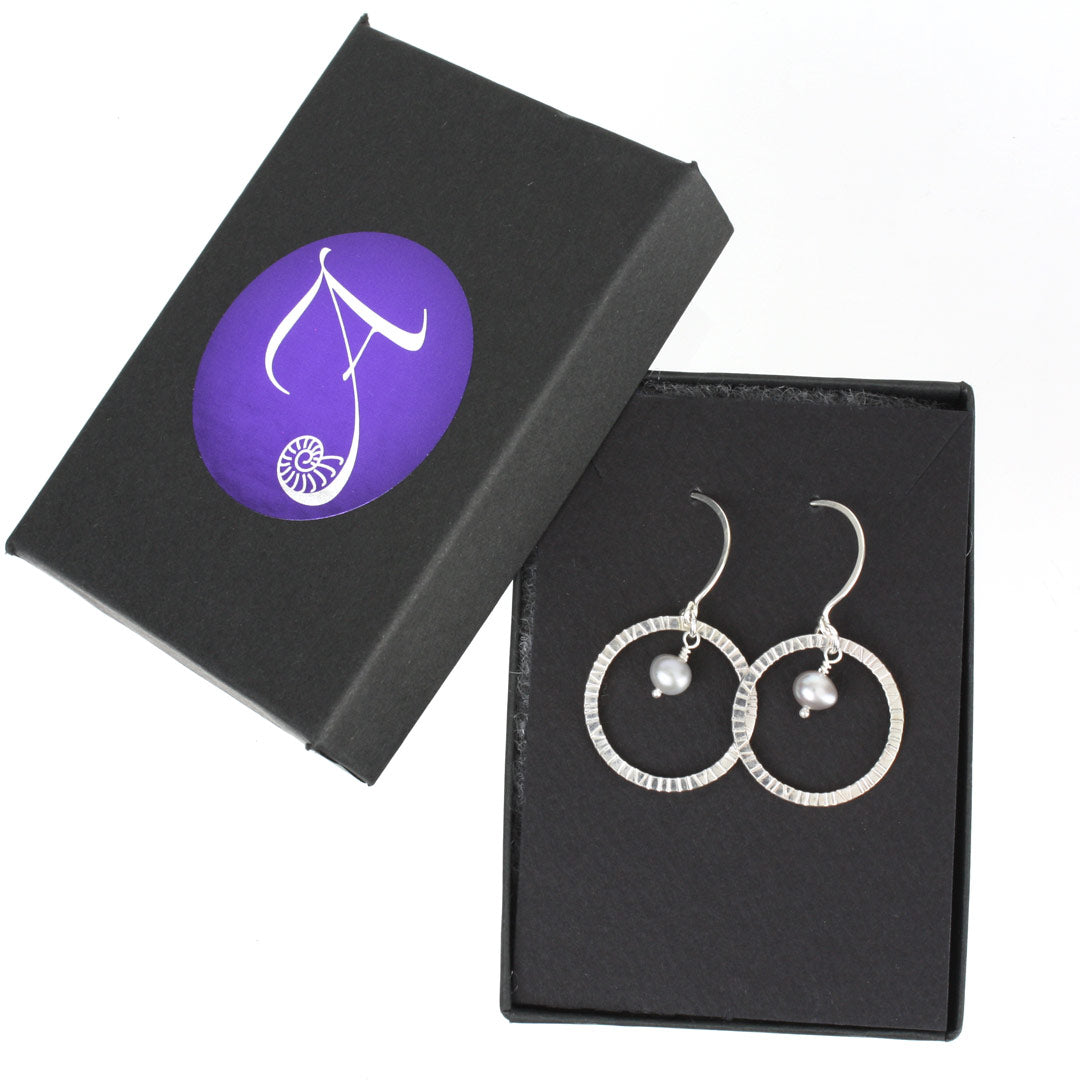 Navigator Earrings with Silver Pearl