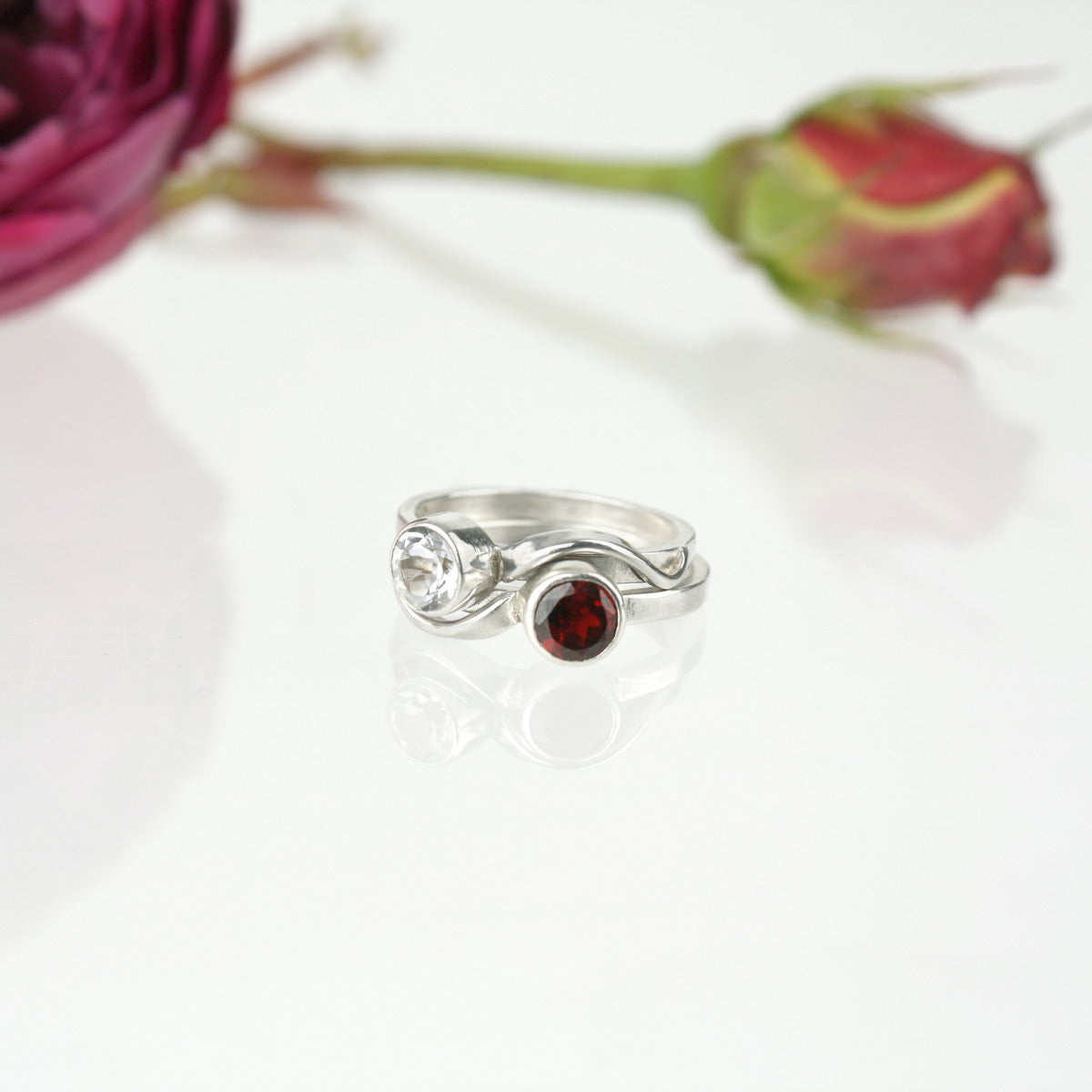 Cascade Ring with 5mm Garnet