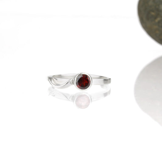 Cascade Ring with 5mm Garnet