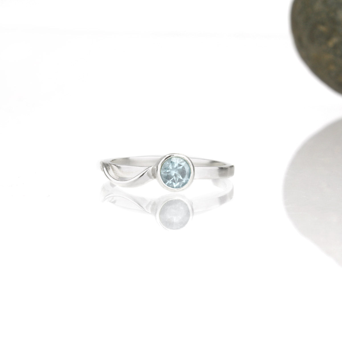 Cascade Ring with 5mm Sky Blue Topaz