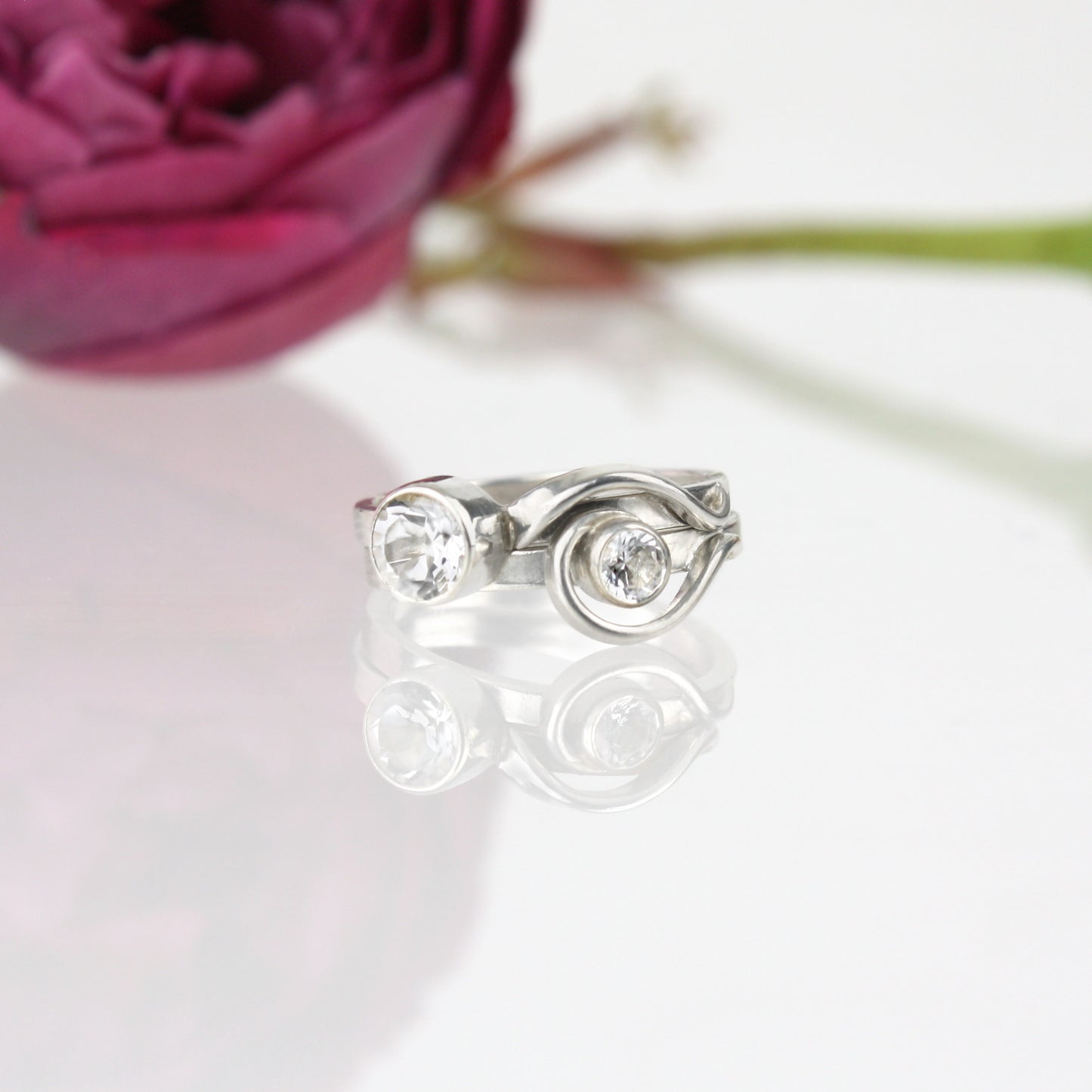 Spiral Ring with White Sapphire