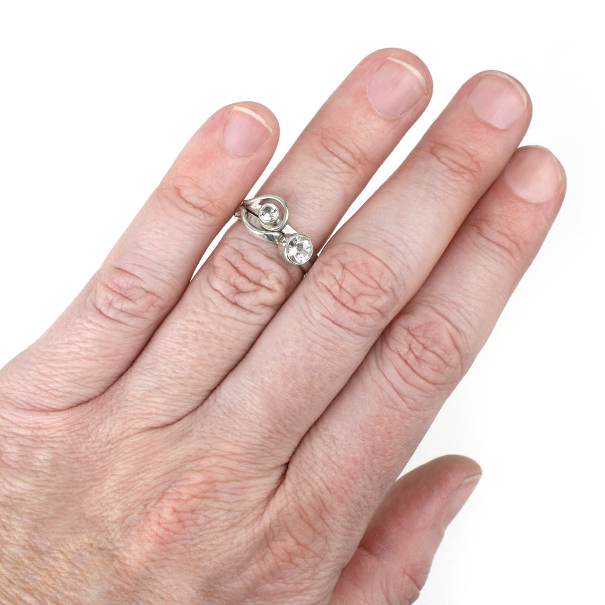 Spiral Ring with White Sapphire