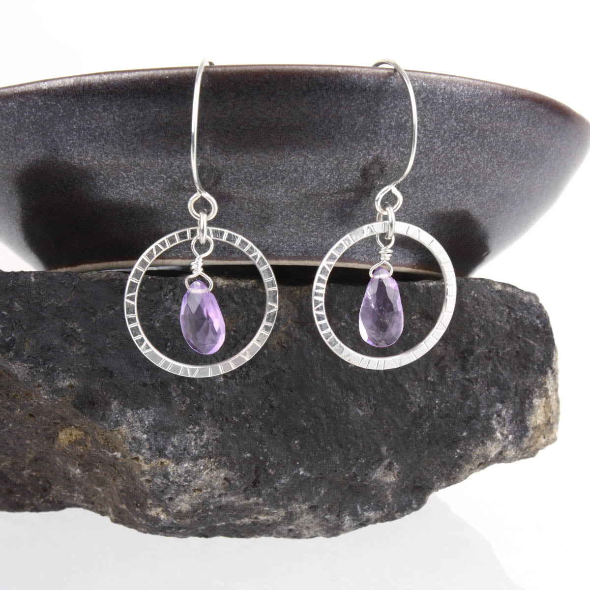Navigator Earrings with Amethyst