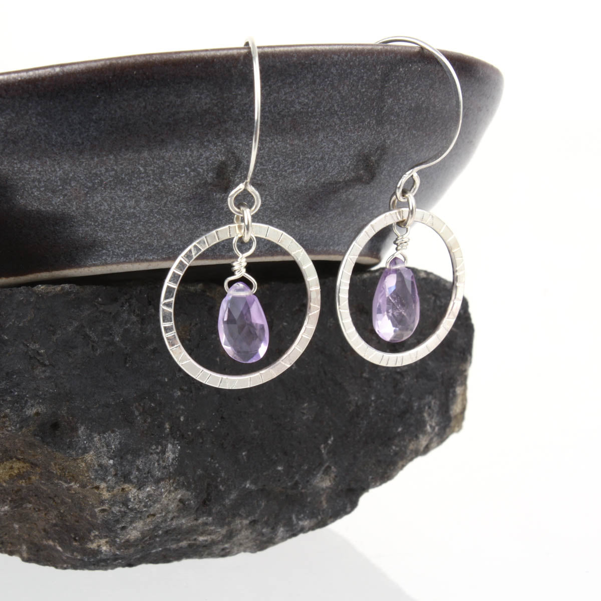 Navigator Earrings with Amethyst