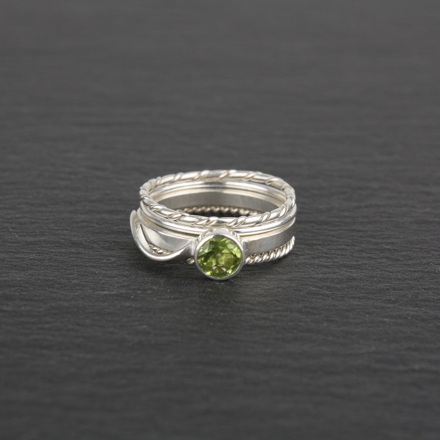 Stacking Rings with Peridot - Set of 4