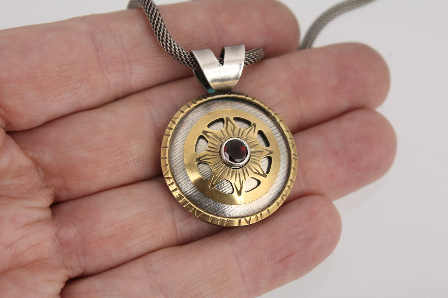 Spinner Medallion with Dark Red Garnet