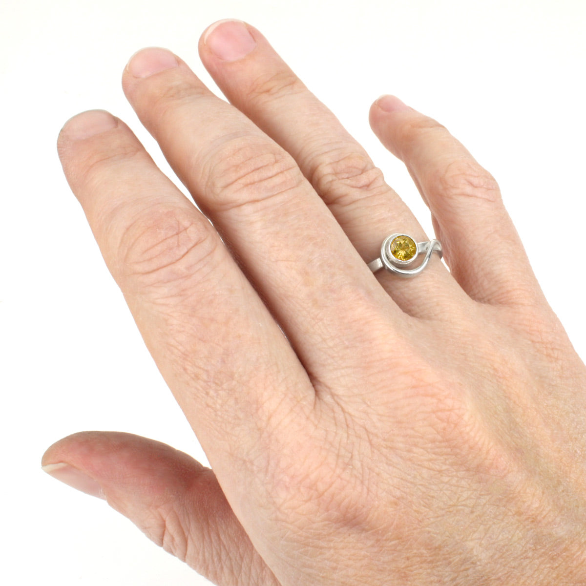 Spiral Ring with 5mm Citrine