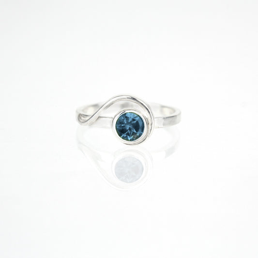 Spiral Ring with 5mm London Blue Topaz