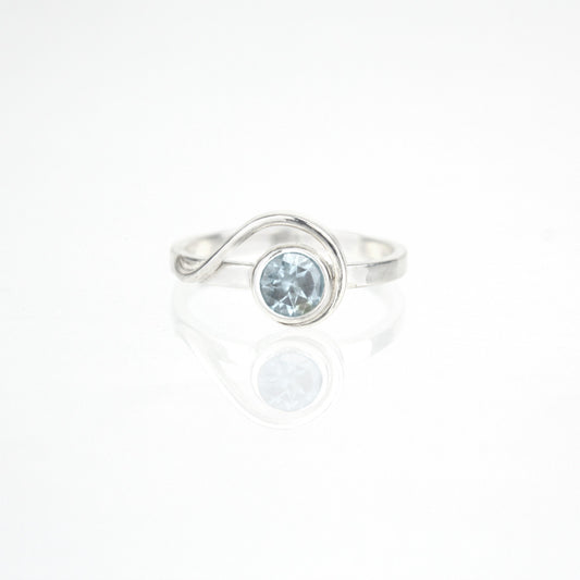 Spiral Ring with 5mm Sky Blue Topaz