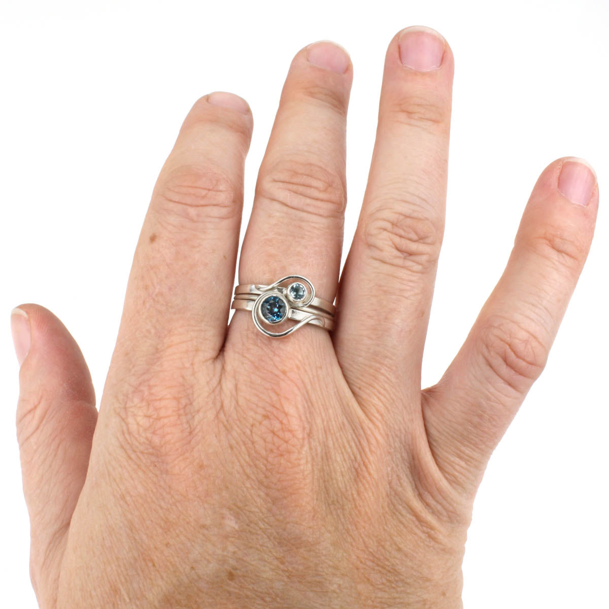 Spiral Ring with 5mm London Blue Topaz