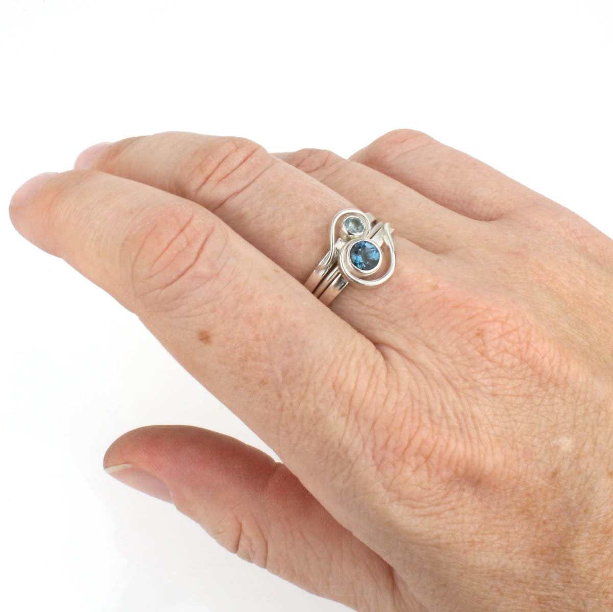 Spiral Ring with London Blue Topaz