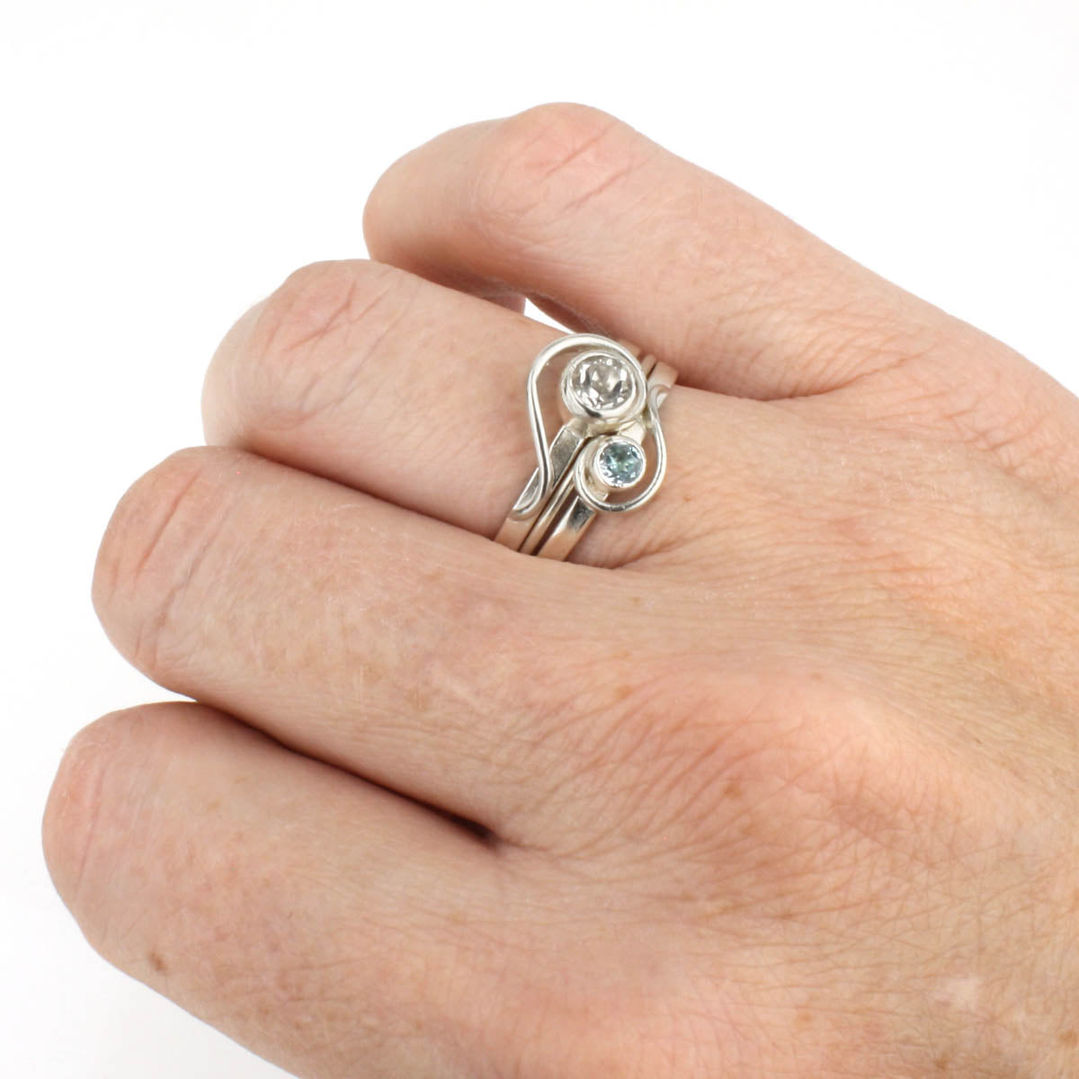 Spiral Ring with 5mm Sky Blue Topaz