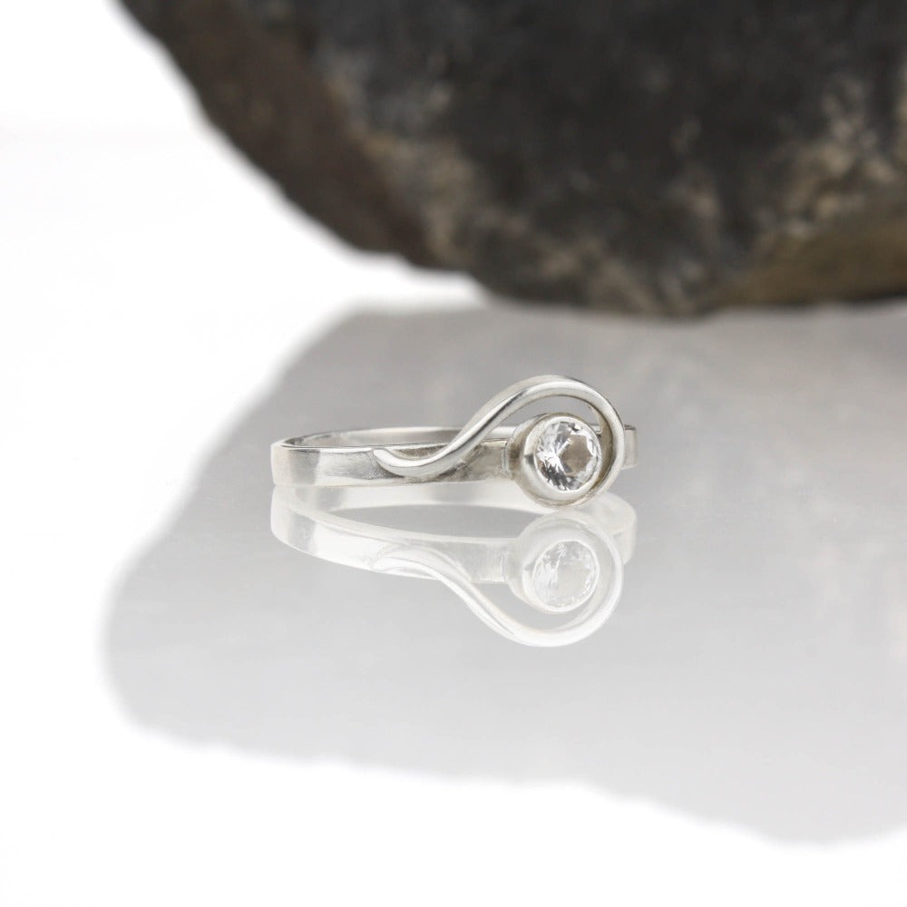 Spiral Ring with White Sapphire