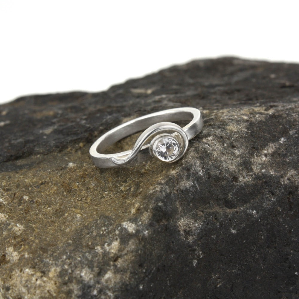 Spiral Ring with White Sapphire