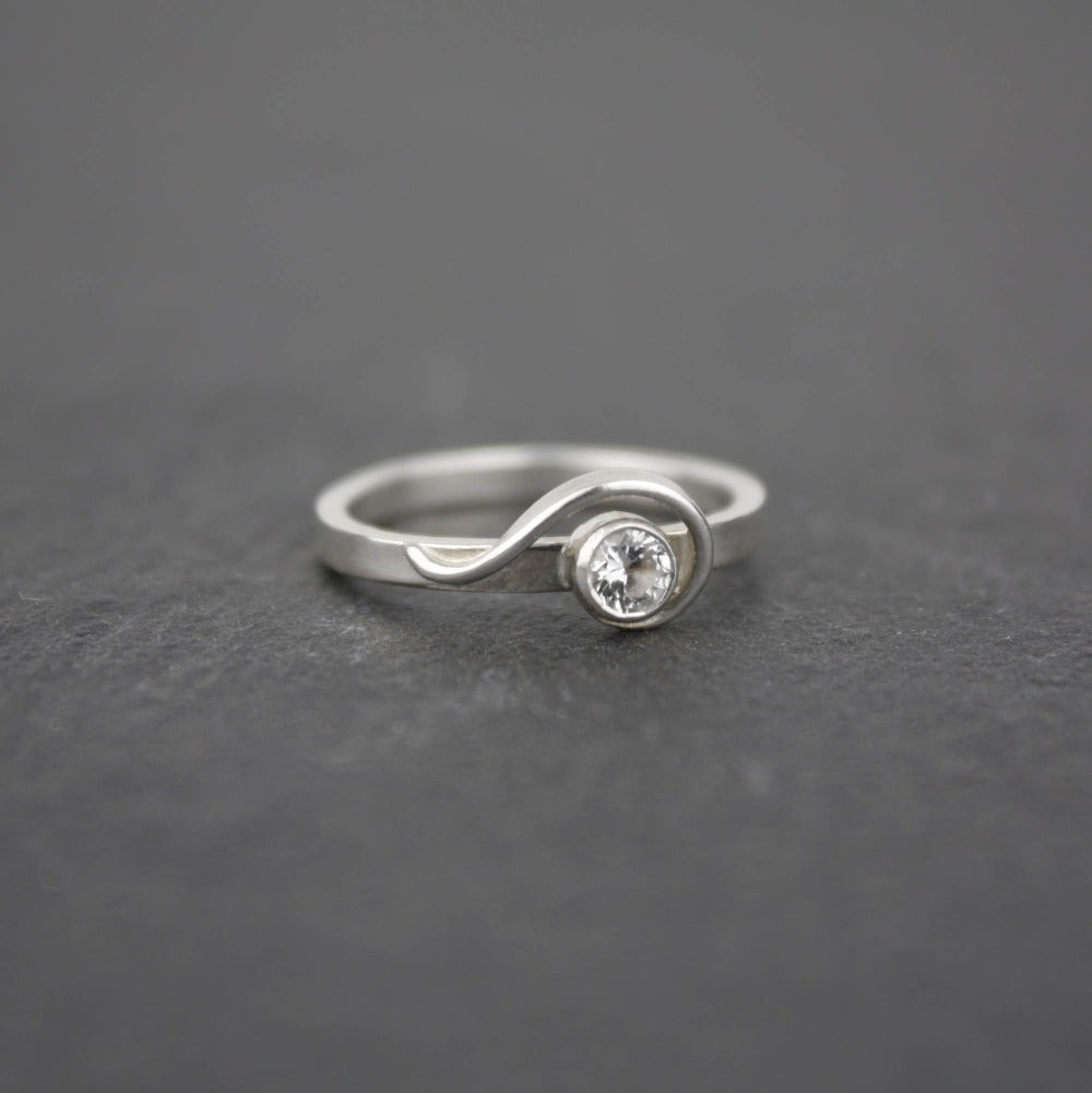 Spiral Ring with White Sapphire