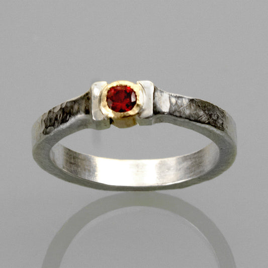 Rustic style Ruby ring with 14k gold setting