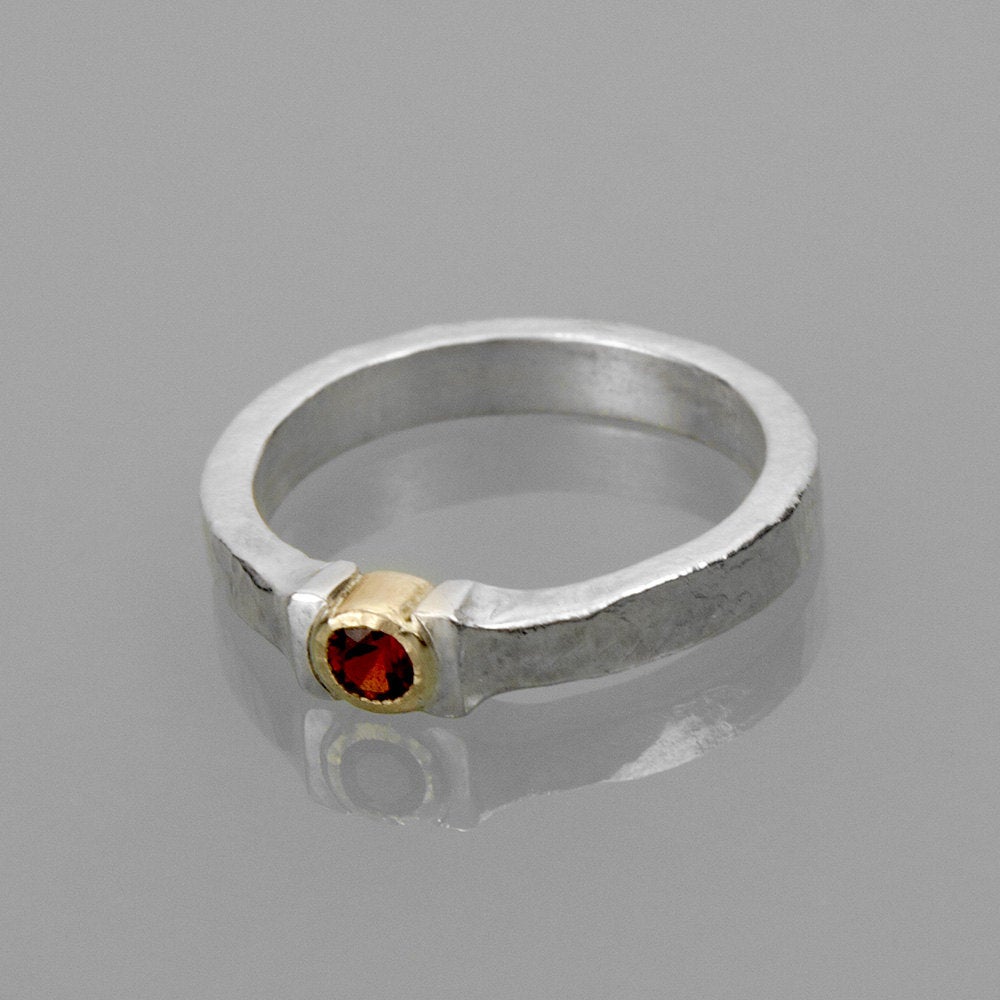 Rustic style Ruby ring with 14k gold setting