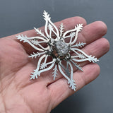 Snowflake Brooch with Silver Druzy