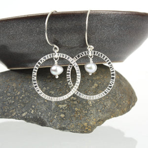 Navigator Earrings with Silver Pearl