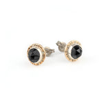 Compass Stud Earrings with Rose-cut Black Spinel