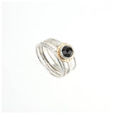 Compass Ring with Rose-cut Black Spinel