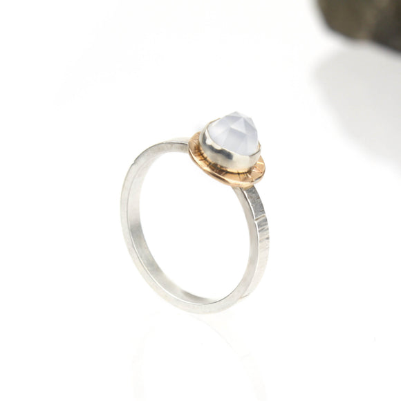 Compass Ring with Rose-cut Blue Chalcedony