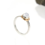 Compass Ring with Rose-cut Blue Chalcedony