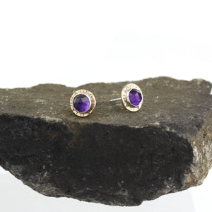 Compass Stud Earrings with Rose-cut Amethyst