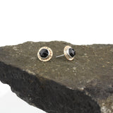 Compass Stud Earrings with Rose-cut Black Spinel