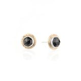 Compass Stud Earrings with Rose-cut Black Spinel