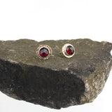 Compass Stud Earrings with Rose-cut Garnet