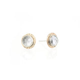 Compass Stud Earrings with Rose-cut White Topaz