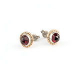 Compass Stud Earrings with Rose-cut Garnet
