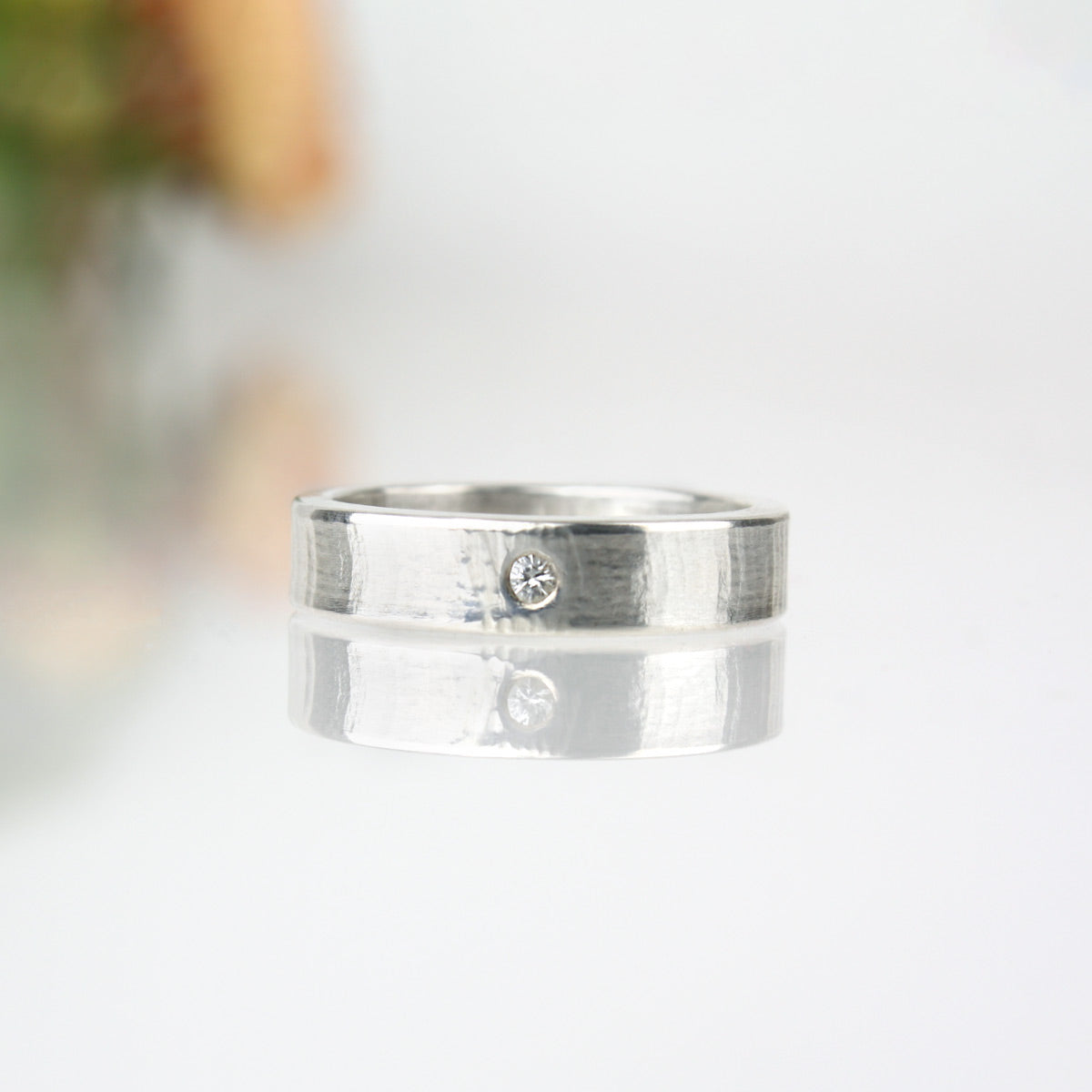 White Ring Unity Ripple Ripple Ring with White Sapphire – Arcana Metalwork