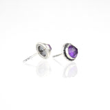 Compass Stud Earrings with Rose-cut Amethyst (Sterling Silver)