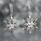 Snowflake Earrings with Lavender CZ