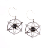 Snowflake Earrings with Faceted Black Onyx