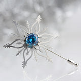 Snowflake Brooch with Deep Blue Spinel