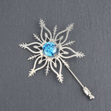 Snowflake Brooch with Deep Blue Spinel