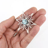 Snowflake Brooch with Light Blue CZ