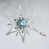 Snowflake Brooch with Light Blue CZ