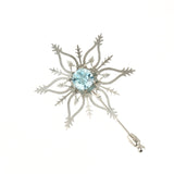 Snowflake Brooch with Light Blue CZ