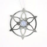 Snowflake Circle Ornament with Blue Lace Agate