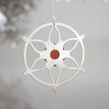 Snowflake Circle Ornament with Carnelian