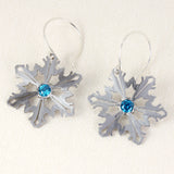 Snowflake Earrings with Blue CZ