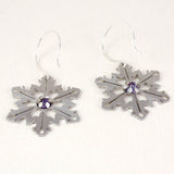Snowflake Earrings with Purple CZ