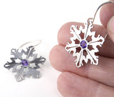 Snowflake Earrings with Purple CZ